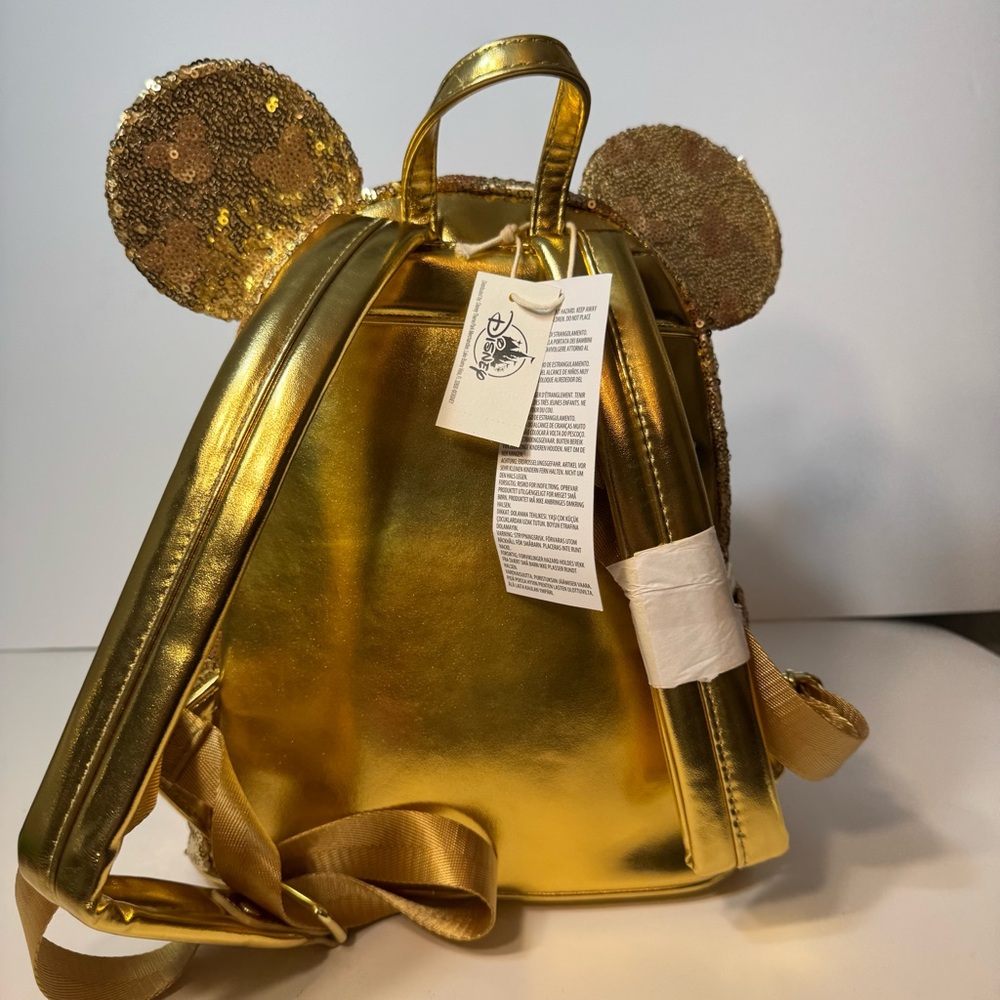 NWT. Disney Loungefly Minnie Mouse Gold Sequin Mini Backpack. - Picture 6 of 13